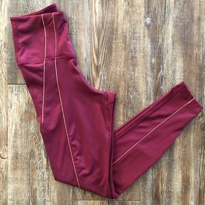 Nike | 7/8 Maroon & Rose Gold Lurex Tights